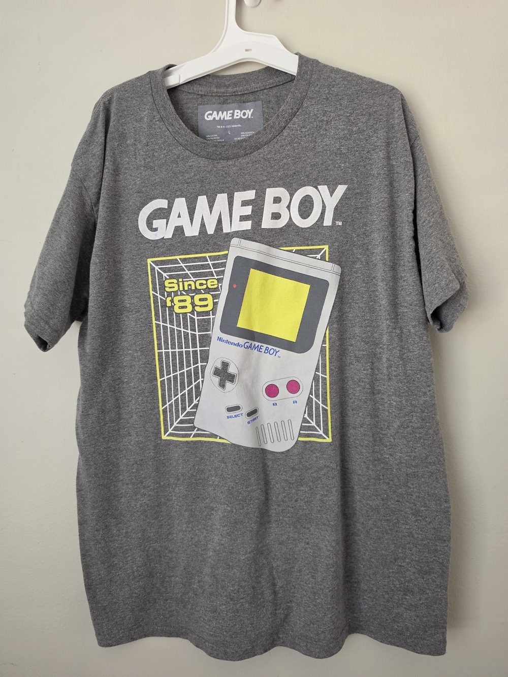 Nintendo Gray Game Boy Graphic Tee with Yellow & Pink Accents